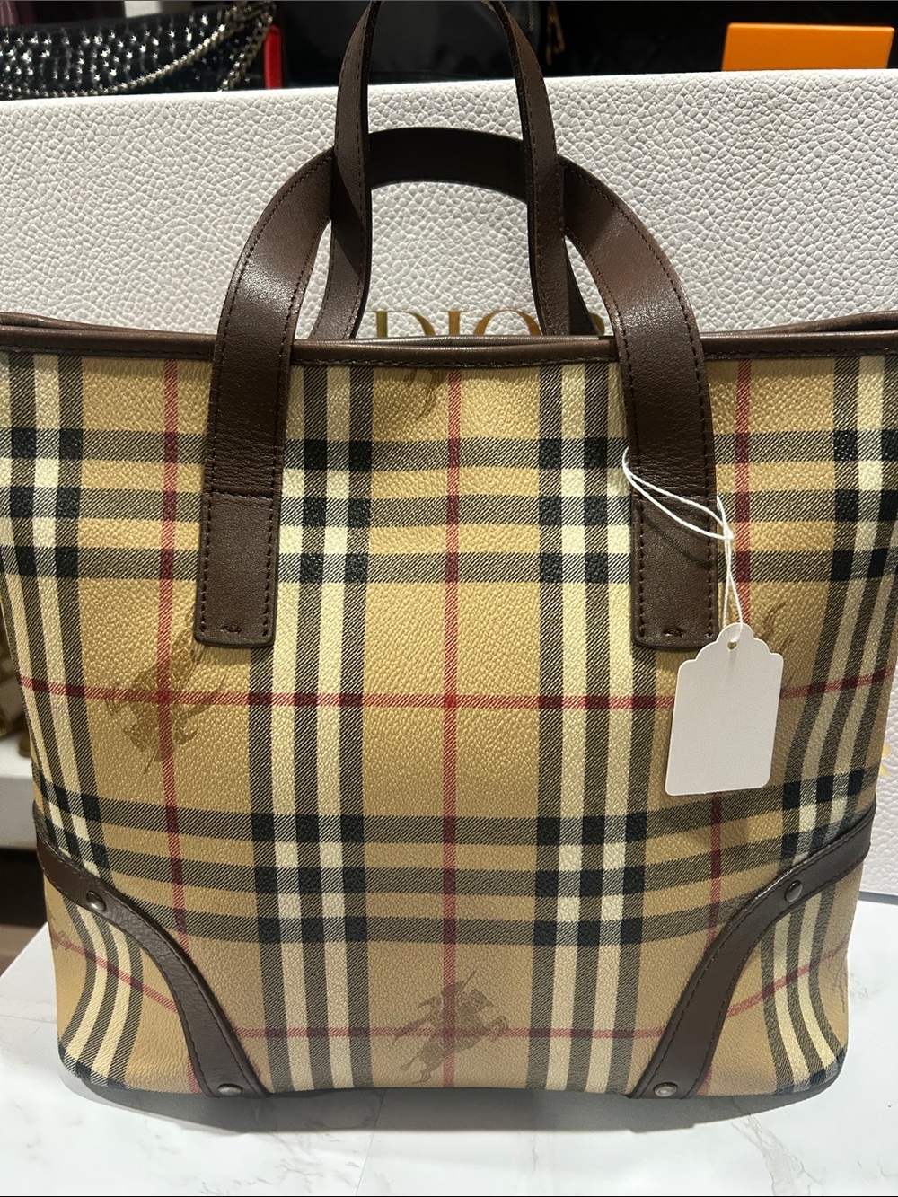 Burberry Haymarket Classic Tote top handle bag